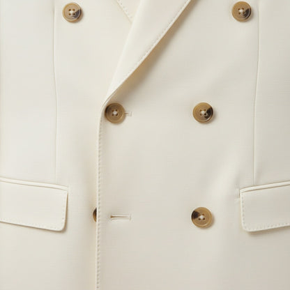 White Double Breasted Suit - White - Texture Close Up