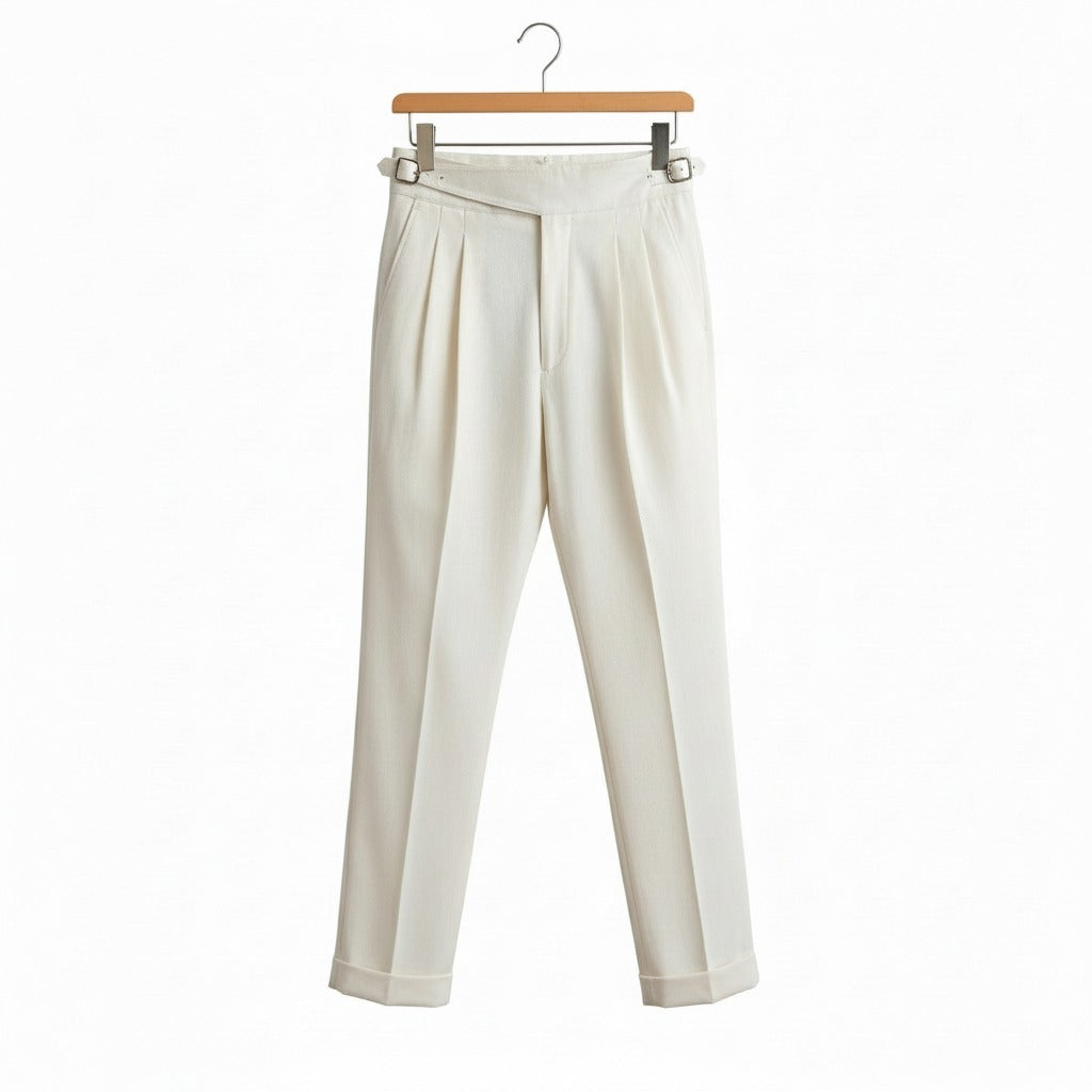 White Gurkha Trousers - White - Front View