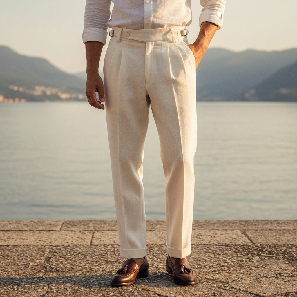 White Gurkha Trousers - White - Angled Shot