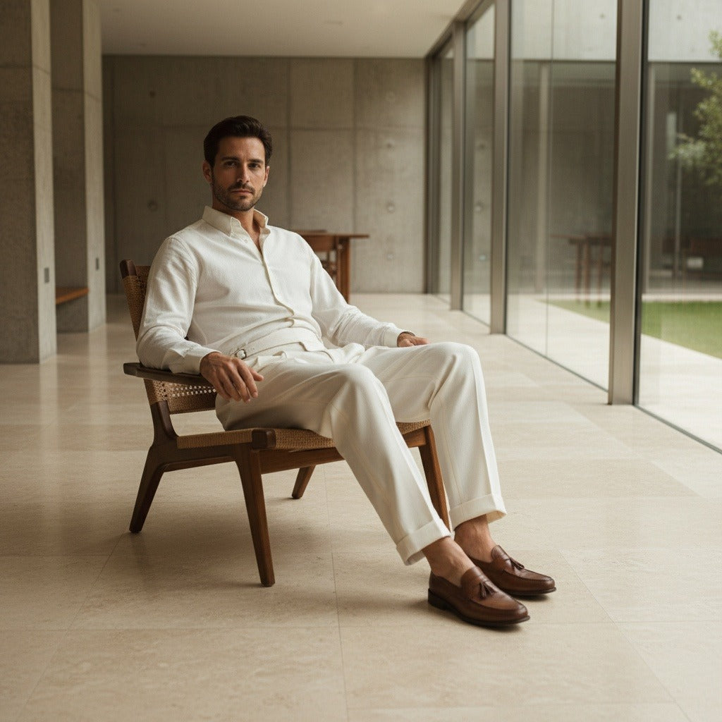 White Gurkha Trousers - White - Side Profile