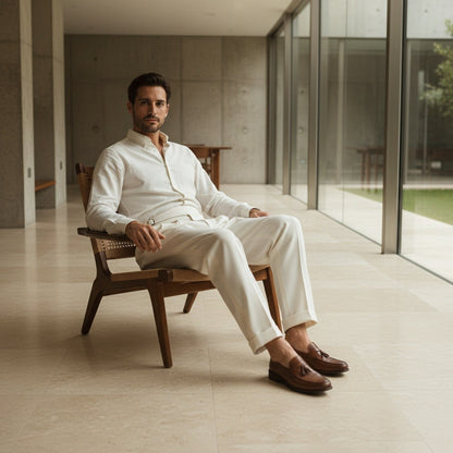 White Gurkha Trousers - White - Side Profile