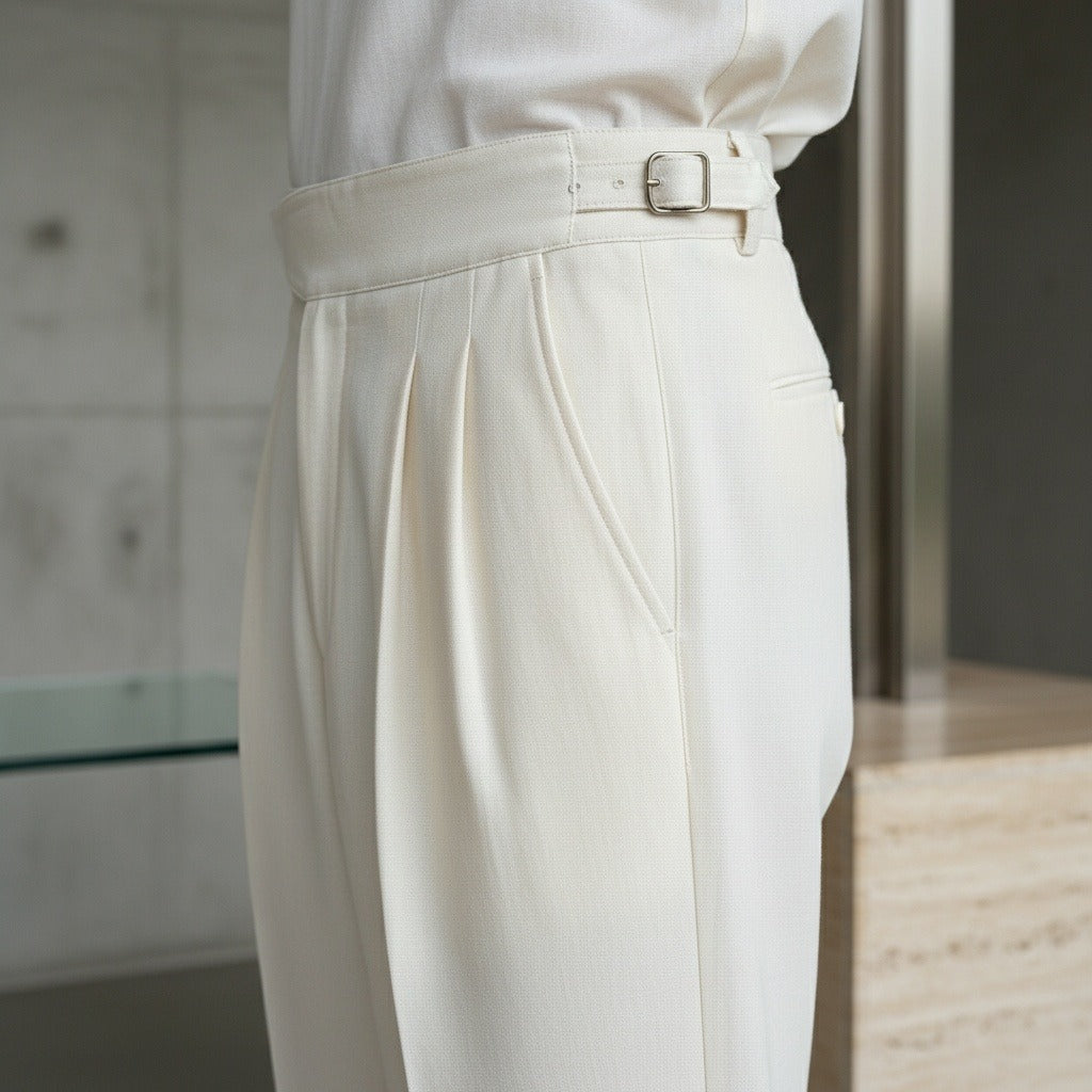 White Gurkha Trousers - White - Back View