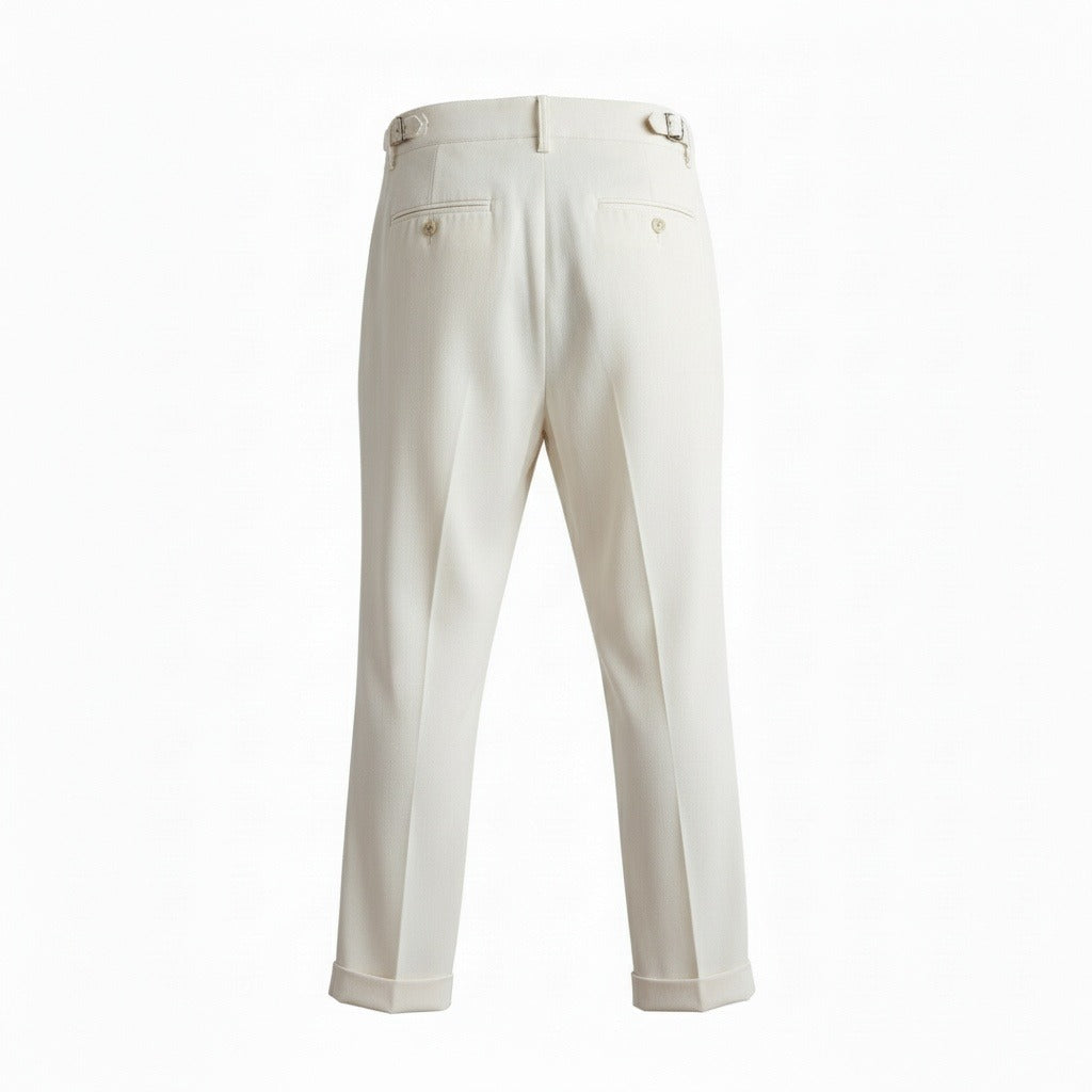 White Gurkha Trousers - White - Fabric Detail