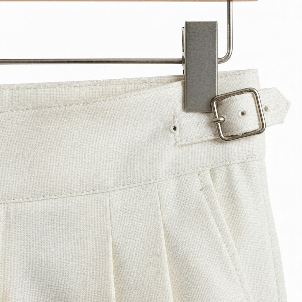 White Gurkha Trousers - White - Texture Close Up
