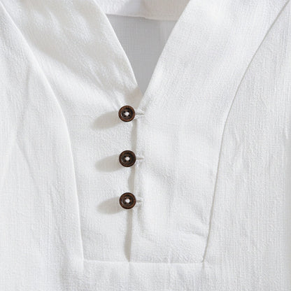 White Linen Summer Set Men - White - Texture Close Up