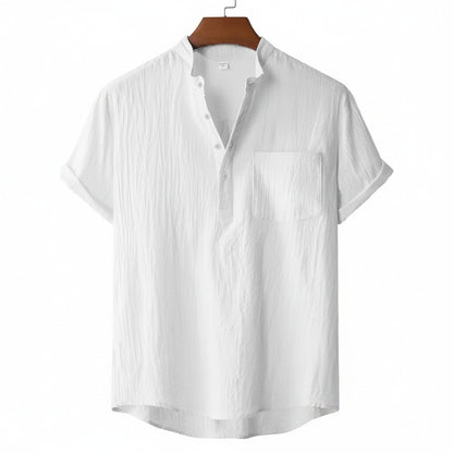 White Linen T Shirt - White - Front View