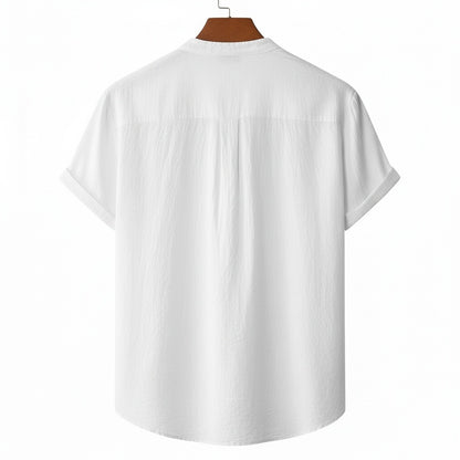 White Linen T Shirt - White - Fabric Detail