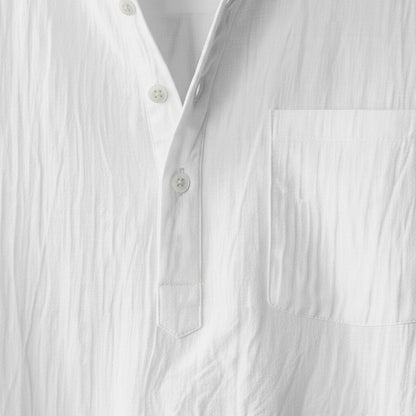 White Linen T Shirt - White - Texture Close Up