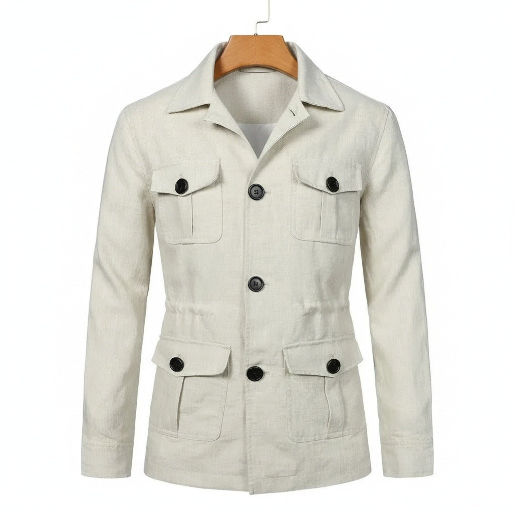 White Safari Jacket Men's - White - Front View