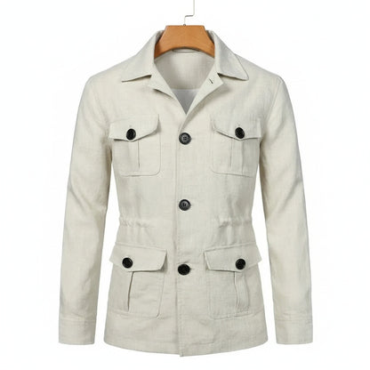 White Safari Jacket Men's - White - Front View