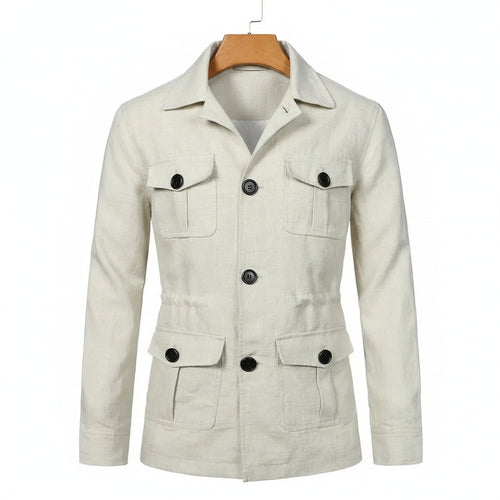 White Safari Jacket Men's - White - Front View