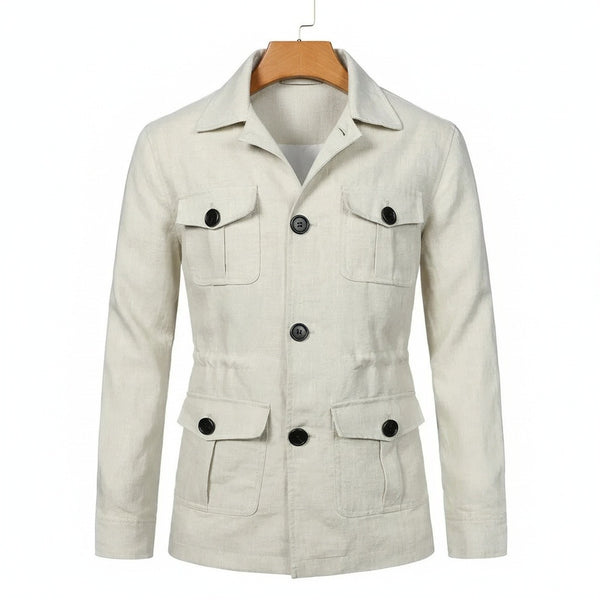 White Safari Jacket Men's - White - Front View