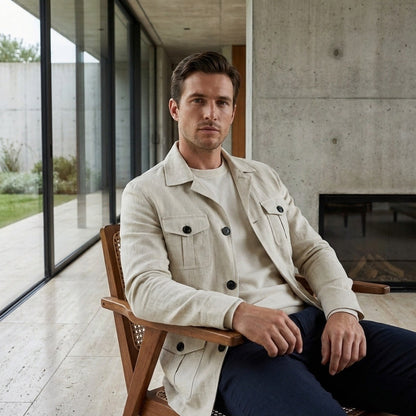 White Safari Jacket Men's - White - Side Profile