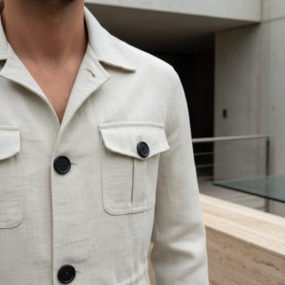White Safari Jacket Men's - White - Back View