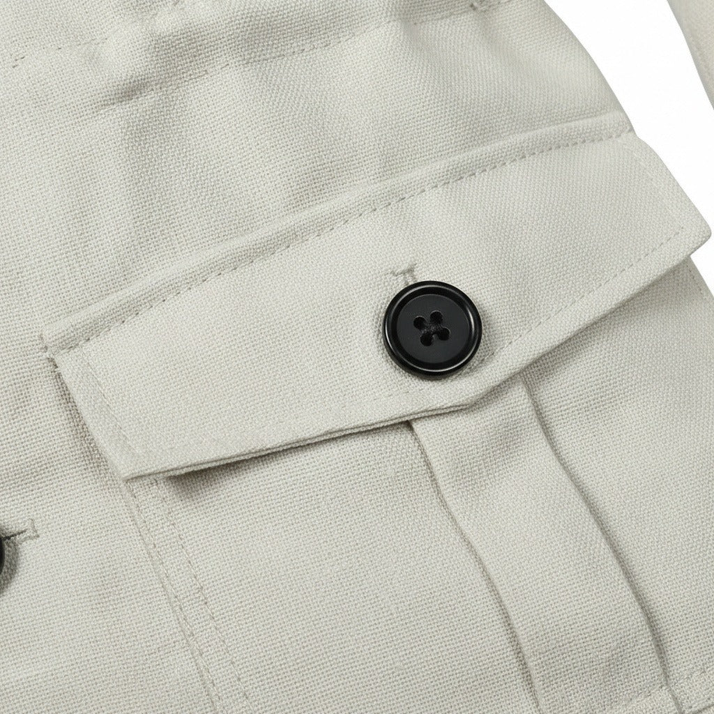 White Safari Jacket Men's - White - Texture Close Up