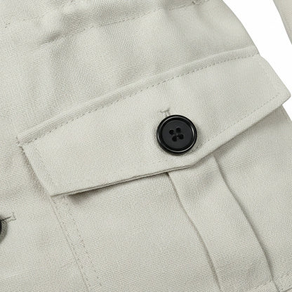 White Safari Jacket Men's - White - Texture Close Up