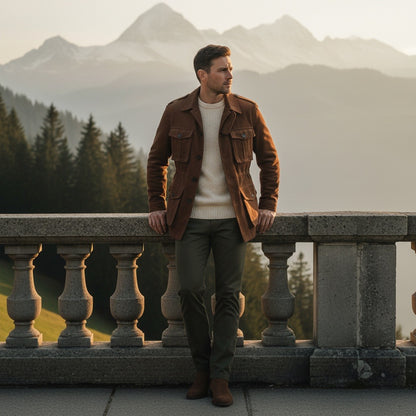 Wool Safari Jacket - Brown - Angled Shot