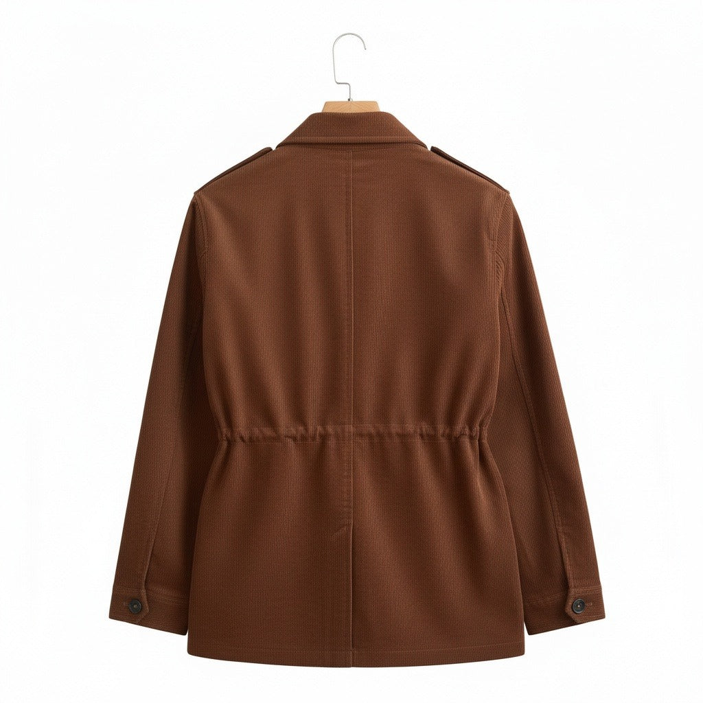 Wool Safari Jacket - Brown - Fabric Detail