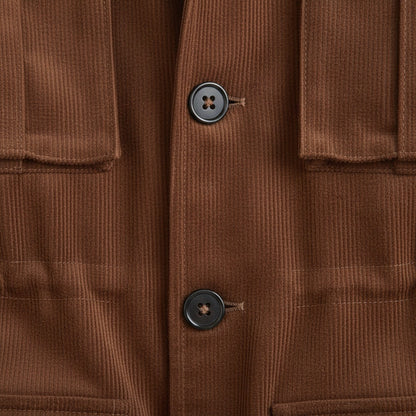 Wool Safari Jacket - Brown - Texture Close Up
