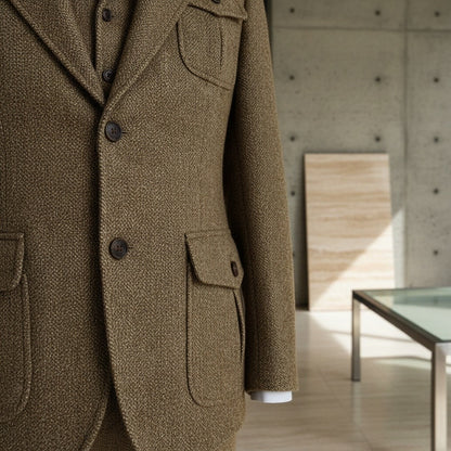 Wool Three Piece Suit - Tweed - Back View