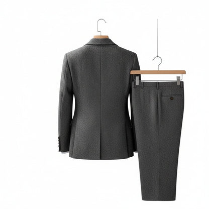 Wool Three Piece Suit - Charcoal - Fabric Detail
