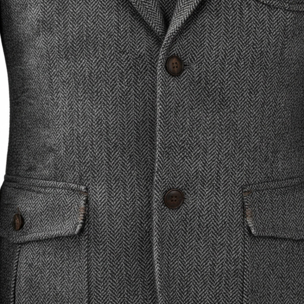 Wool Three Piece Suit - Charcoal - Texture Close Up