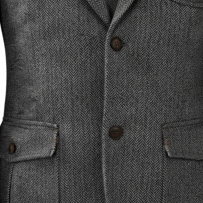 Wool Three Piece Suit - Charcoal - Texture Close Up