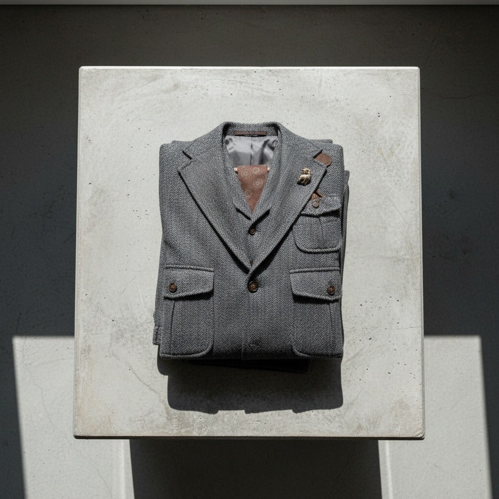 Wool Three Piece Suit - Charcoal - Lifestyle Inspiration