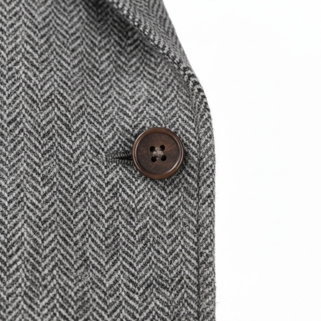 Wool Three Piece Suit - Stone Gray - Texture Close Up