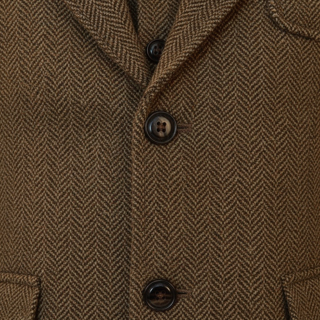 Wool Three Piece Suit - Brown - Texture Close Up