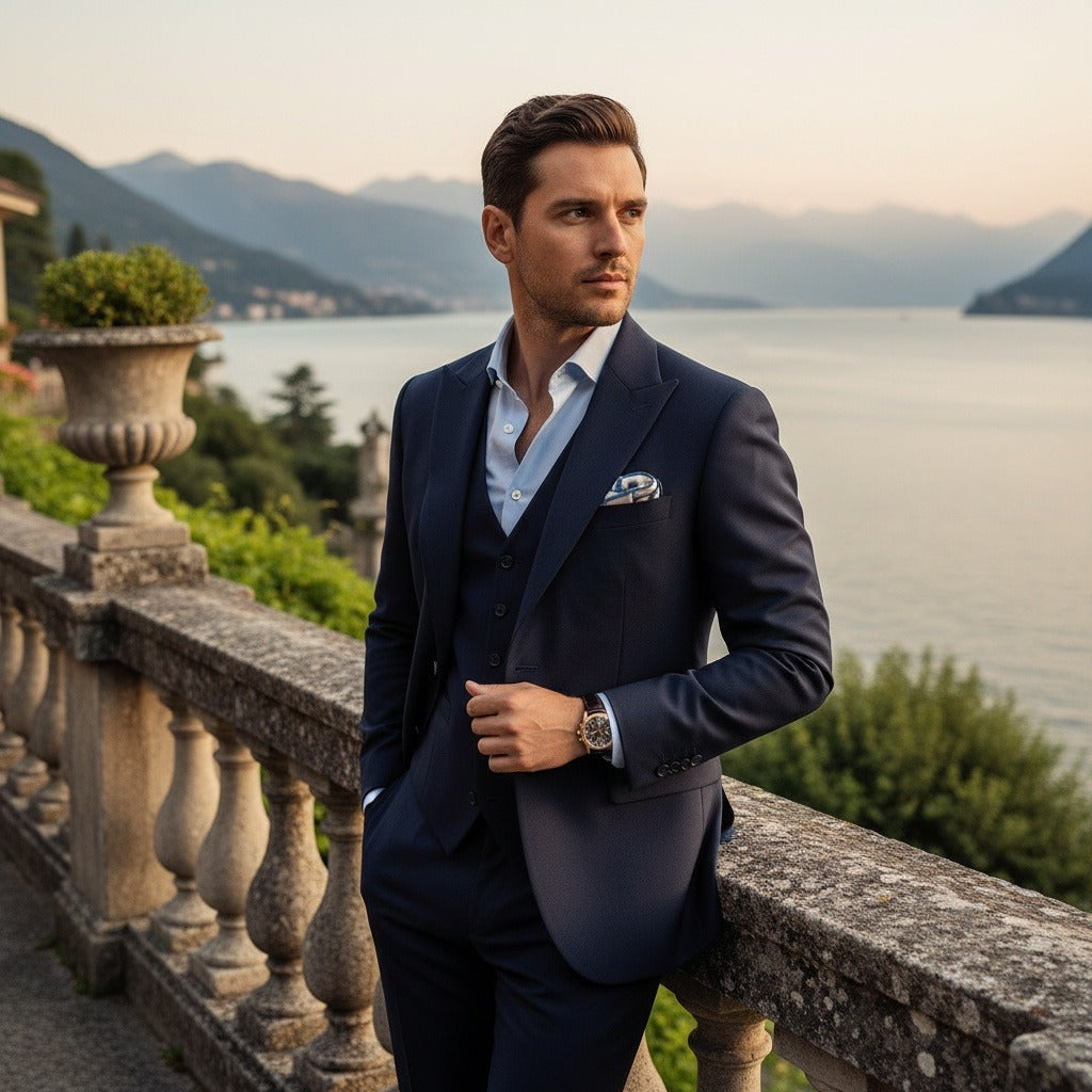 Wrinkle Free Suit - Midnight Blue - Angled Shot