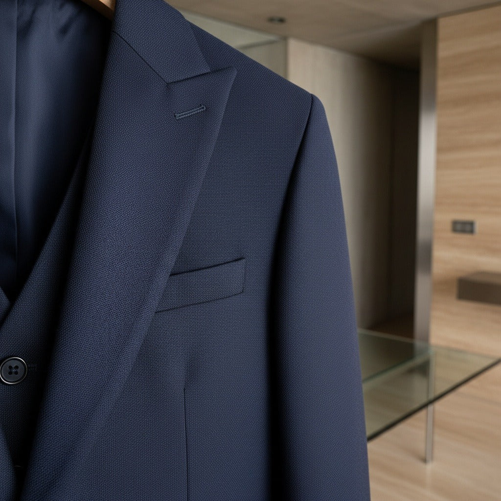 Wrinkle Free Suit - Midnight Blue - Back View