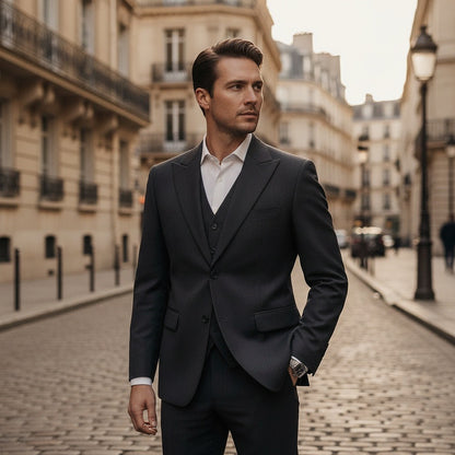 Wrinkle Free Suit - Deep Space Gray - Angled Shot