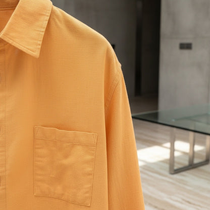 Yellow Linen Shirt - Yellow - Back View