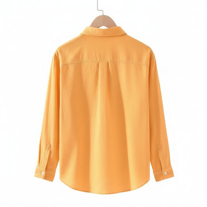 Yellow Linen Shirt - Yellow - Fabric Detail